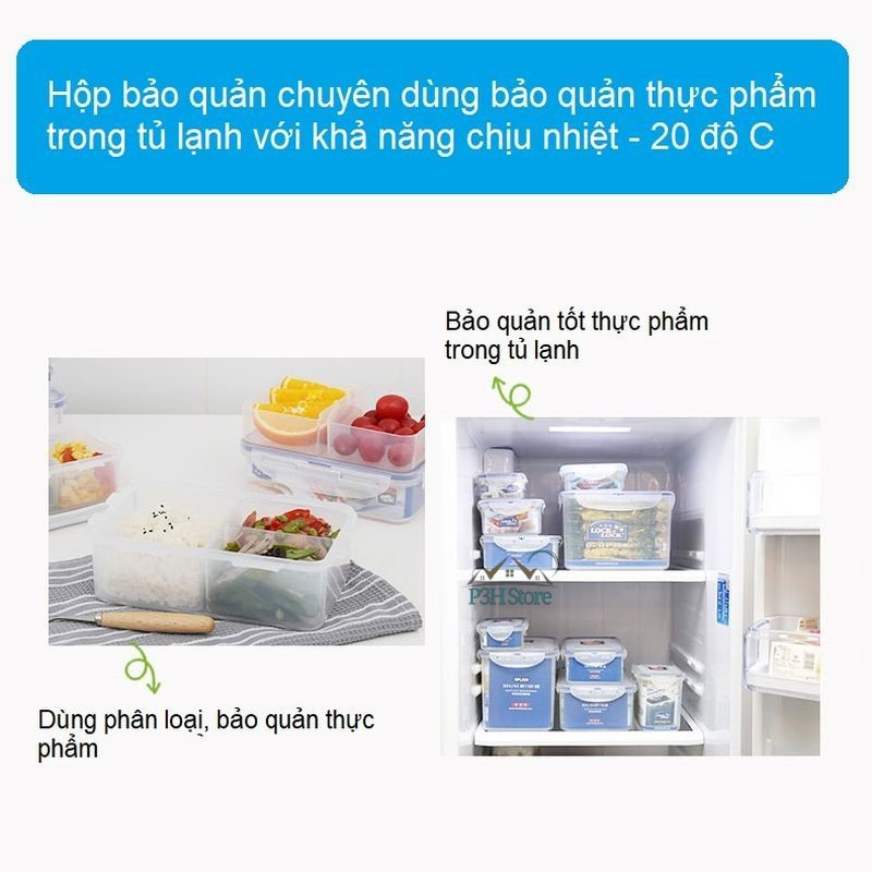 Hộp nhựa bảo quản thực phẩm 1L Lock&Lock Classic HPL817, Hàng chính hãng, nắp gài viền silicone kín, an toàn - JoyMall