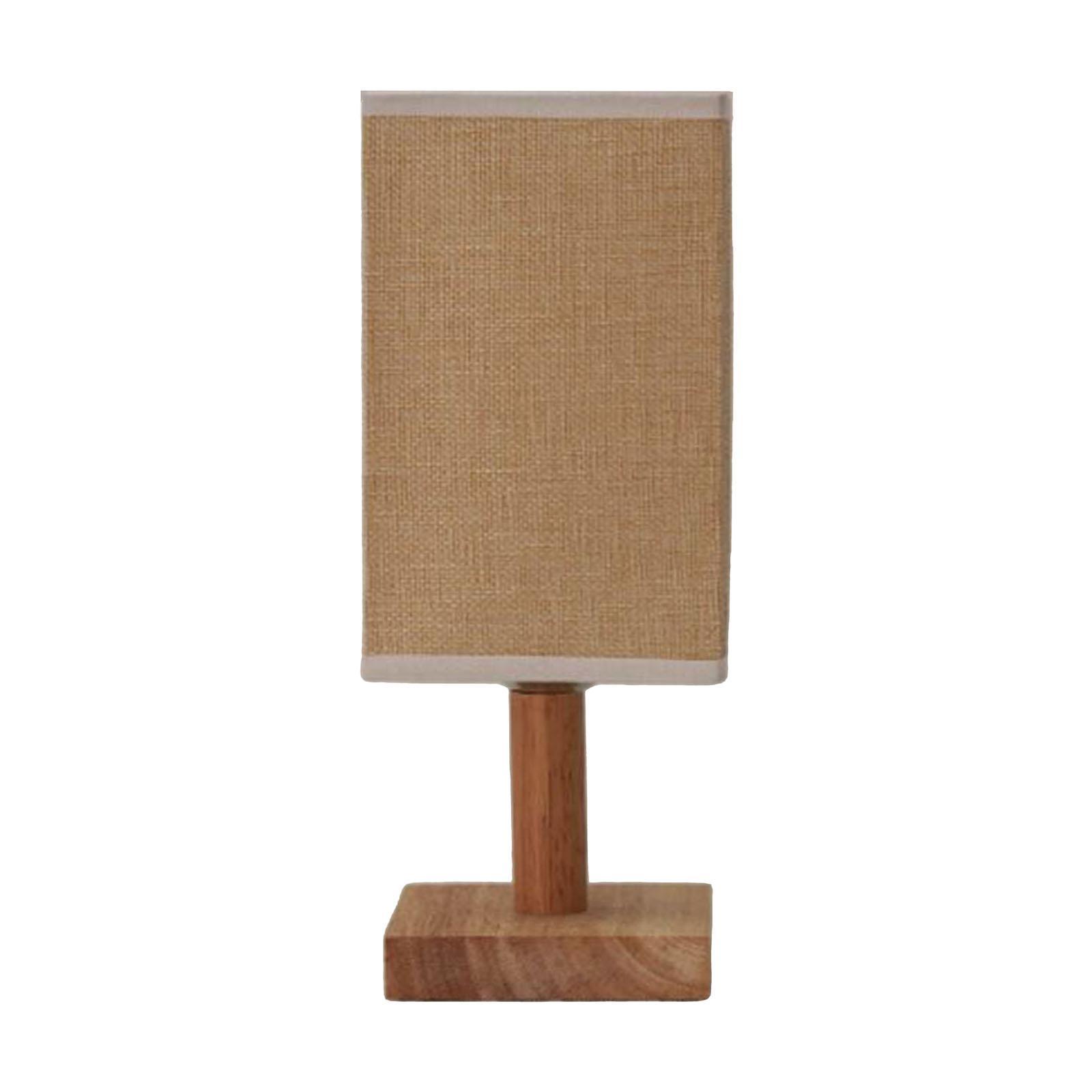 Bedside Table Lamp Decorative with Flaxen Fabric Shade Wood Base Warm White