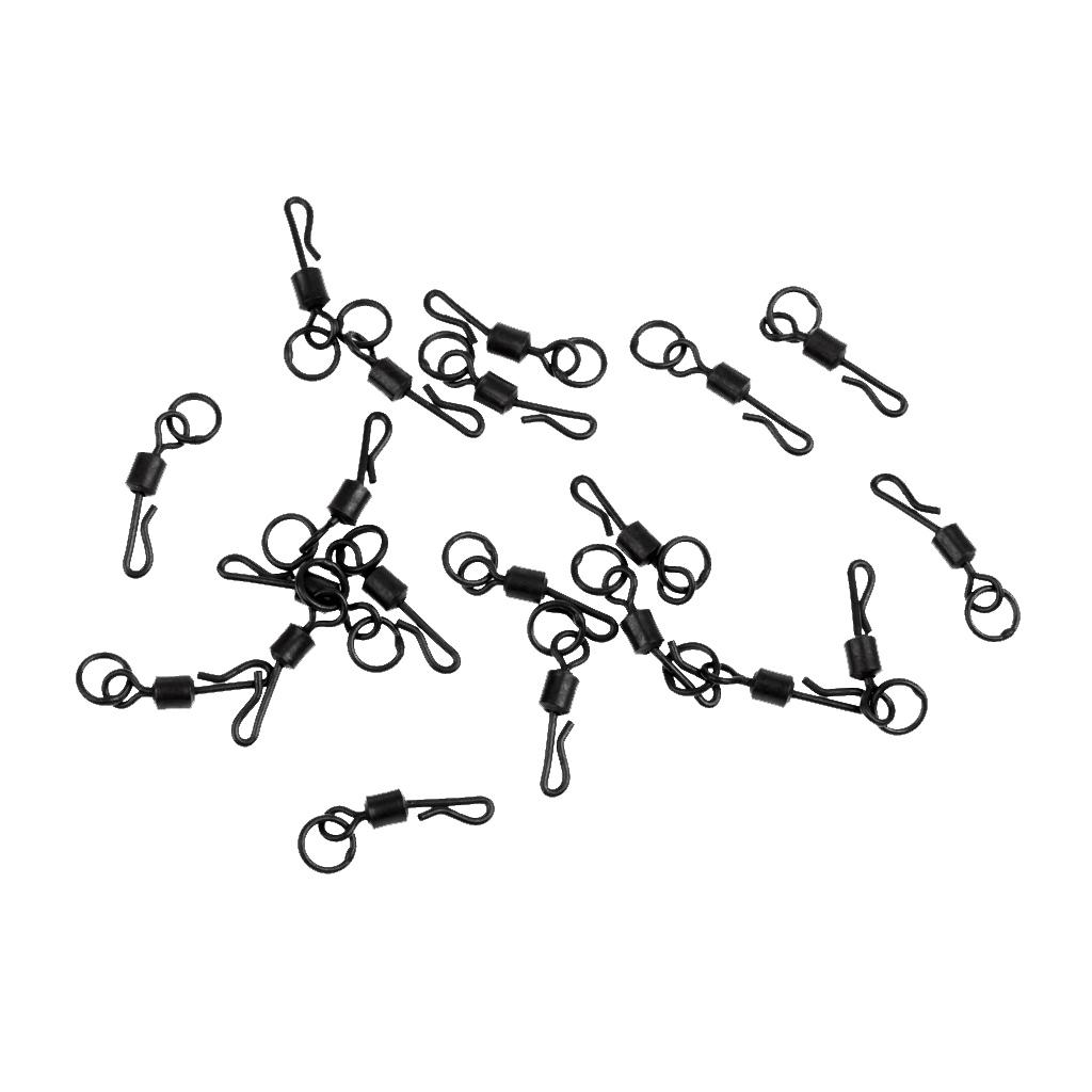 20Pcs Fishing Swivels Q-Shaped Quick Change Swivels Carp Rigs Matte Black 8#