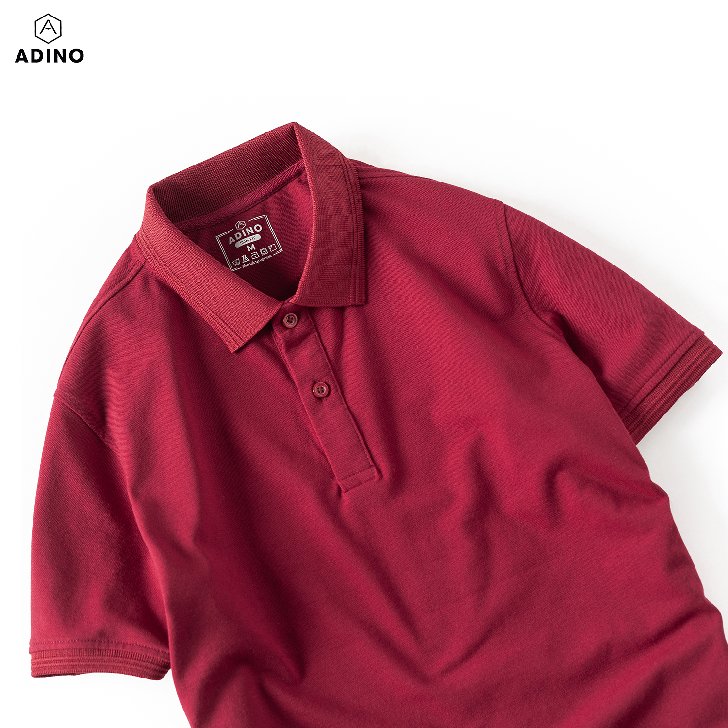 Hình ảnh Áo polo nữ màu đỏ đô phối viền chìm ADINO vải cotton polyester mềm dáng slimfit công sở hơi ôm trẻ trung APN03