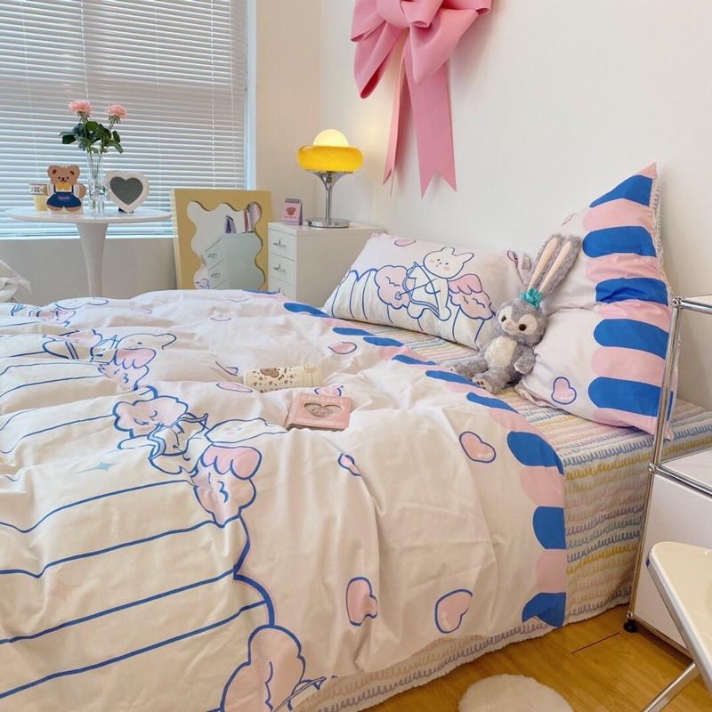Set Cotton Living Hàng Nhập Khẩu Cao Cấp 4 Món Thỏ Mây