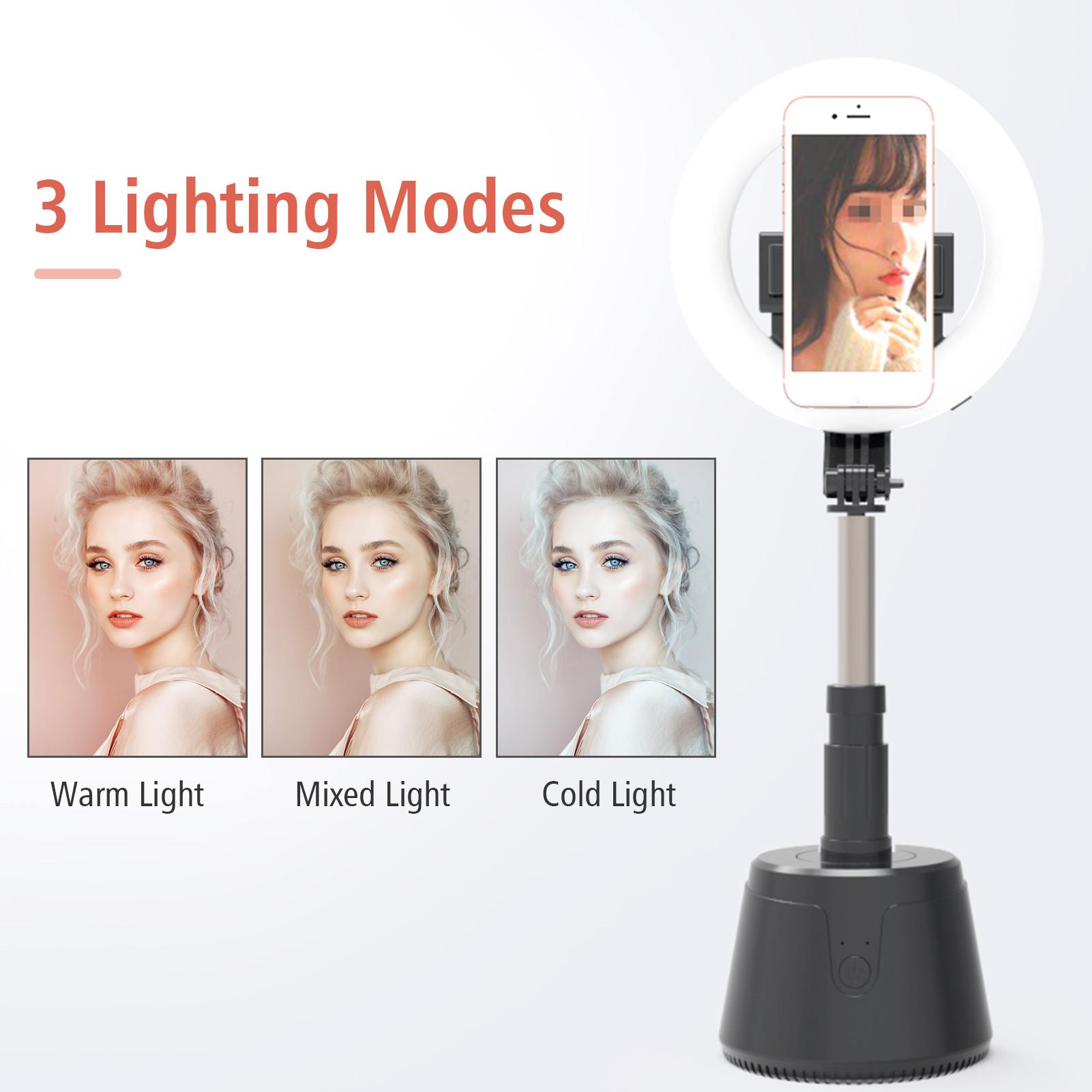 Đèn LED vòng có thể gập lại 16cm / 6 inch 3 chế độ chiếu sáng 3000K-6500K Pin tích hợp có thể điều chỉnh độ sáng 360 ° Theo dõi khuôn mặt thông minh