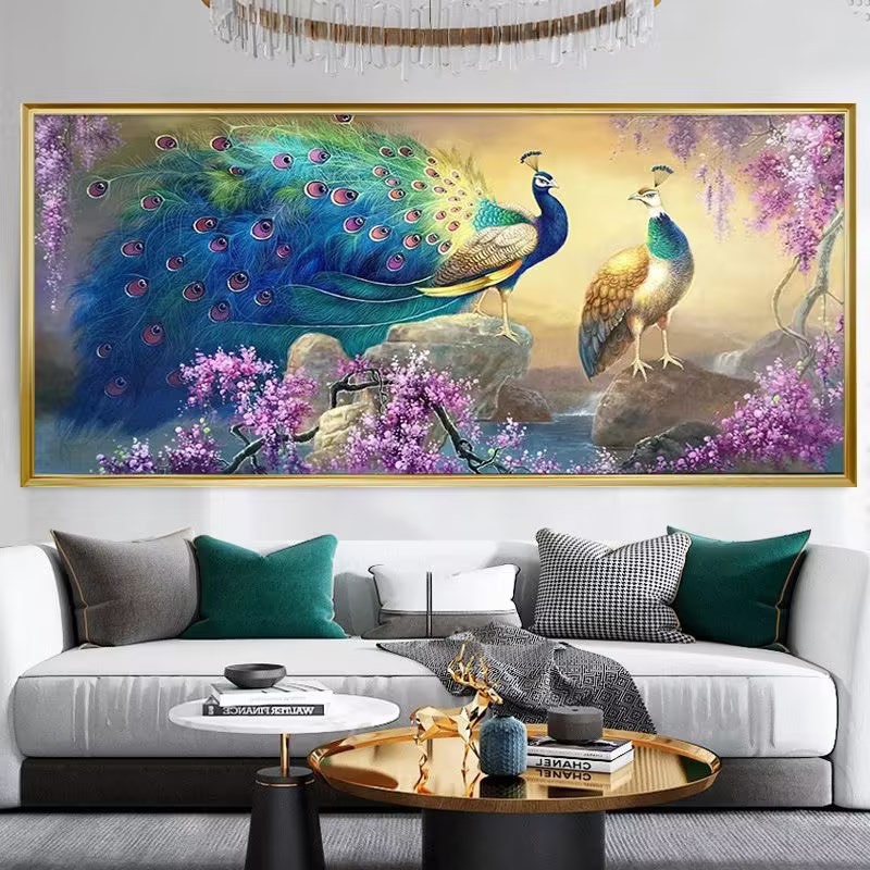 Tranh thêu chữ thập Đôi công phu thê 8Z098, thêu 4 sợi, 9CT, kích thước 118 *58 cm