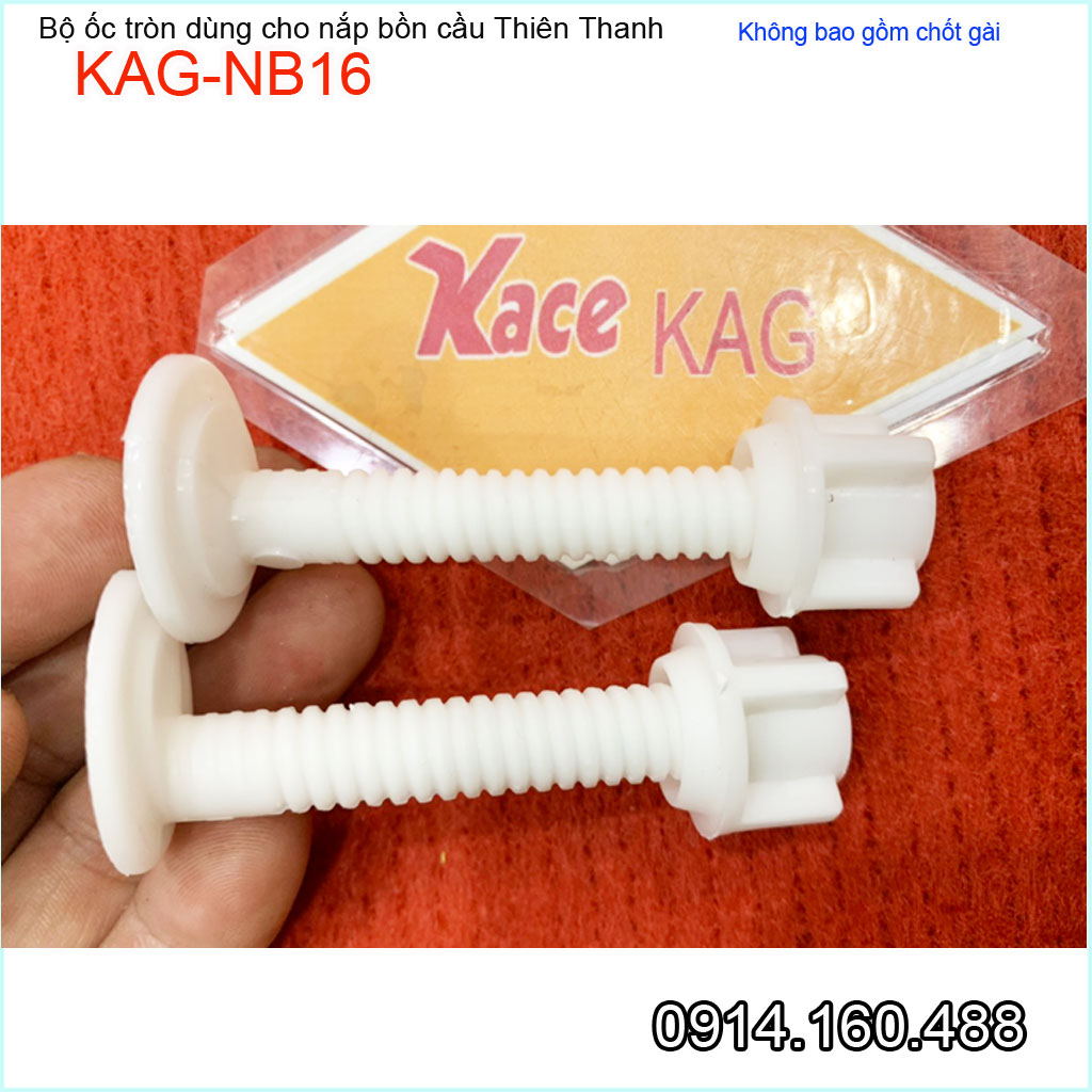 Ốc nắp bồn cầu Thiên Thanh KAG-NB16 dài 7cm, 1 cặp ốc nắp đậy bàn cầu Classic nhựa trắng-ốc nắp cầu loại tốt