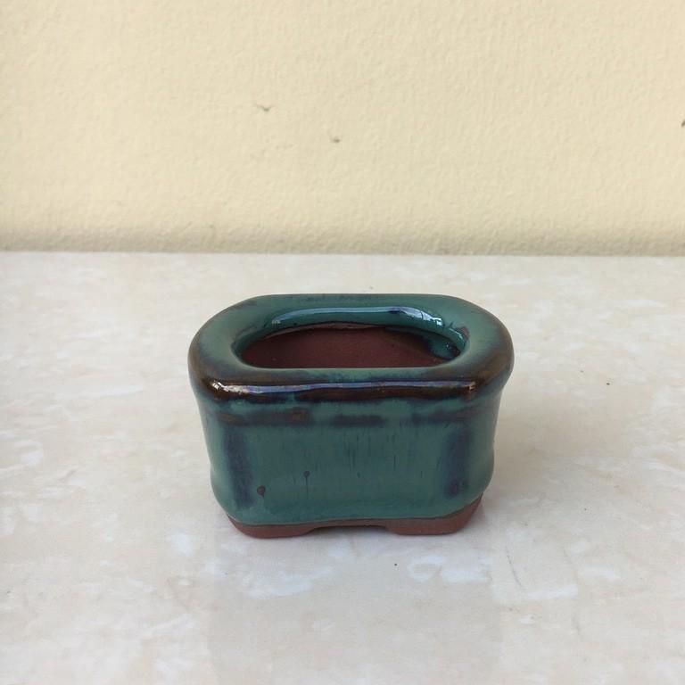 Chậu bonsai Chữ nhật siêu mini men hỏa biến gốm Bát tràng 1 size BM-49