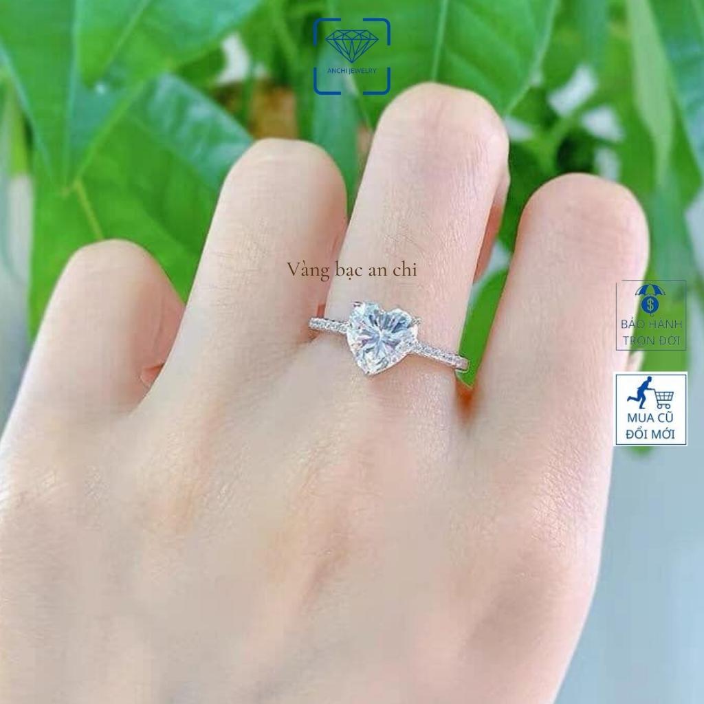 Nhẫn bạc 925 mặt tim LOVE nạm đá sáng lấp lánh thích hợp làm quà tặng đính hôn, trang sức bạc Anchi jewelry