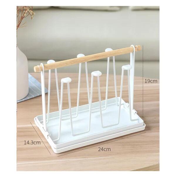 Khay úp ly kèm khay hứng nước bằng gỗ cao cấp