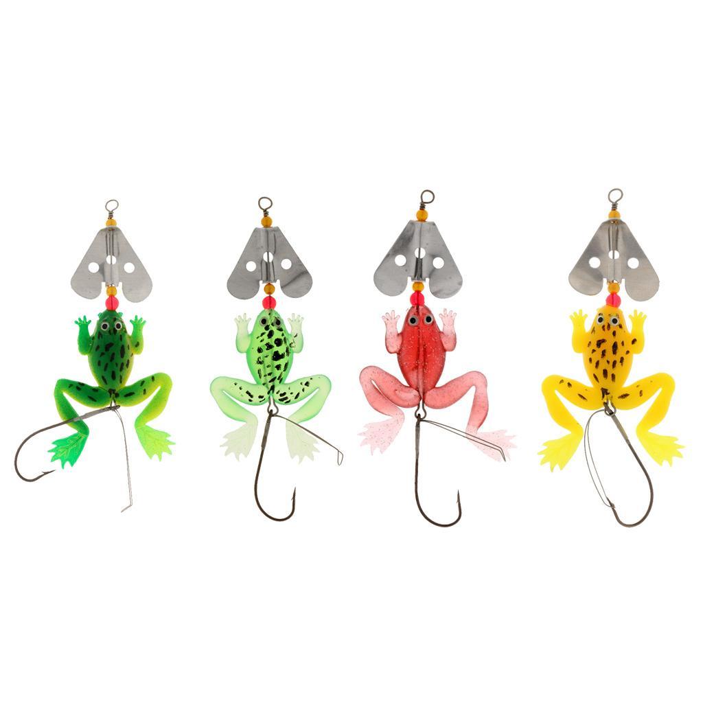 12cm Soft Fishing Lures Frog Lure with Hook Bass Crank Bait Tackle Hooks Shiny Sequin Artificial Fishing Tackle 4 Color