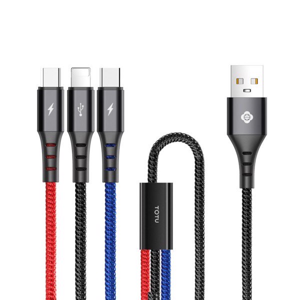 Cáp 3 Đầu Totu (Lightning - Type C - Micro USB) - Dài 0.4m- Hàng Nhập Khẩu