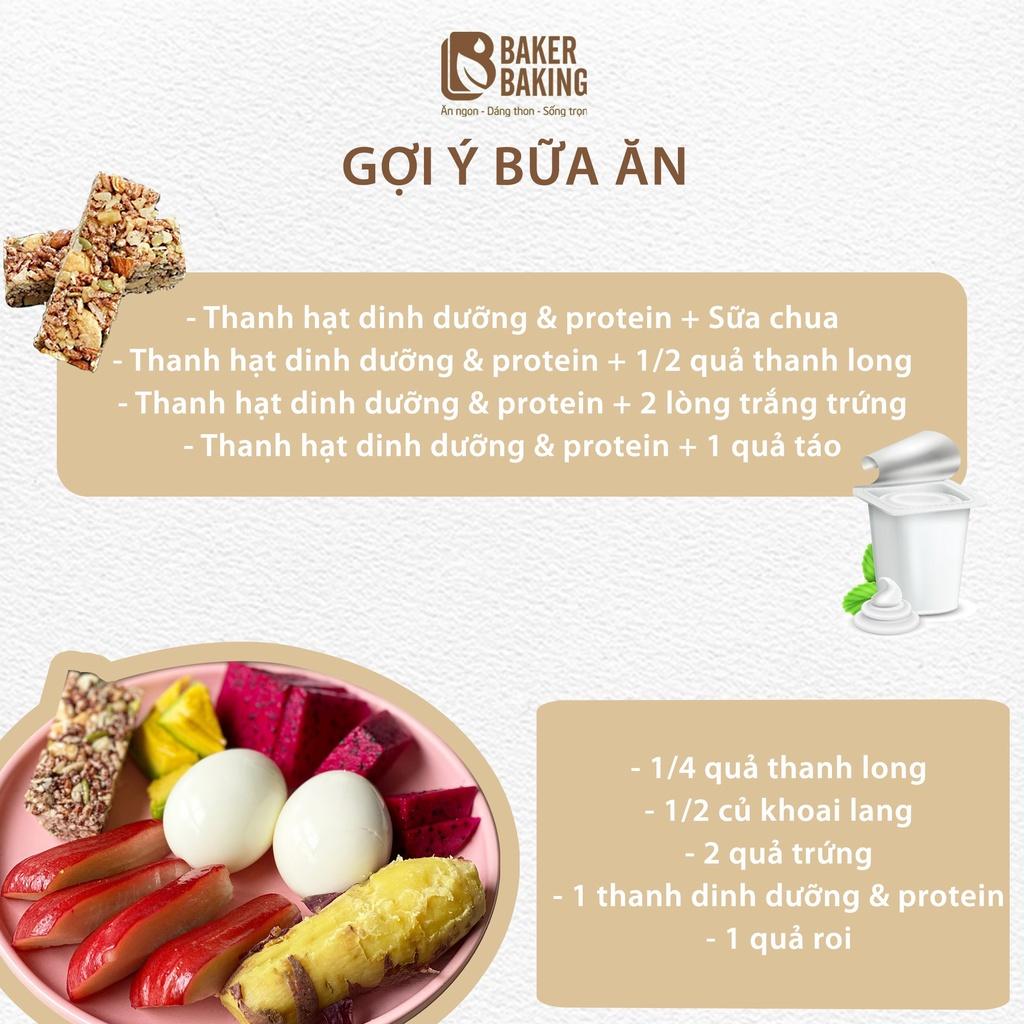 Bánh thanh hạt dinh dưỡng &amp; protein Baker Baking không đường, tiện lợi hỗ trợ tập luyện, tăng cơ hộp 6 thanh