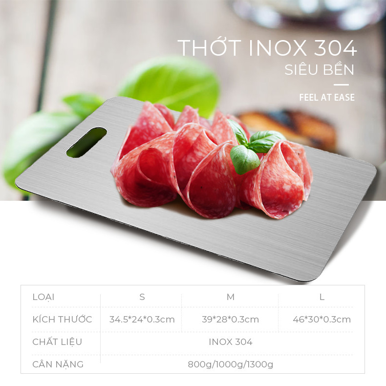 Thớt Inox 304 hình chữ nhật - Tiện dụng - Siêu bền