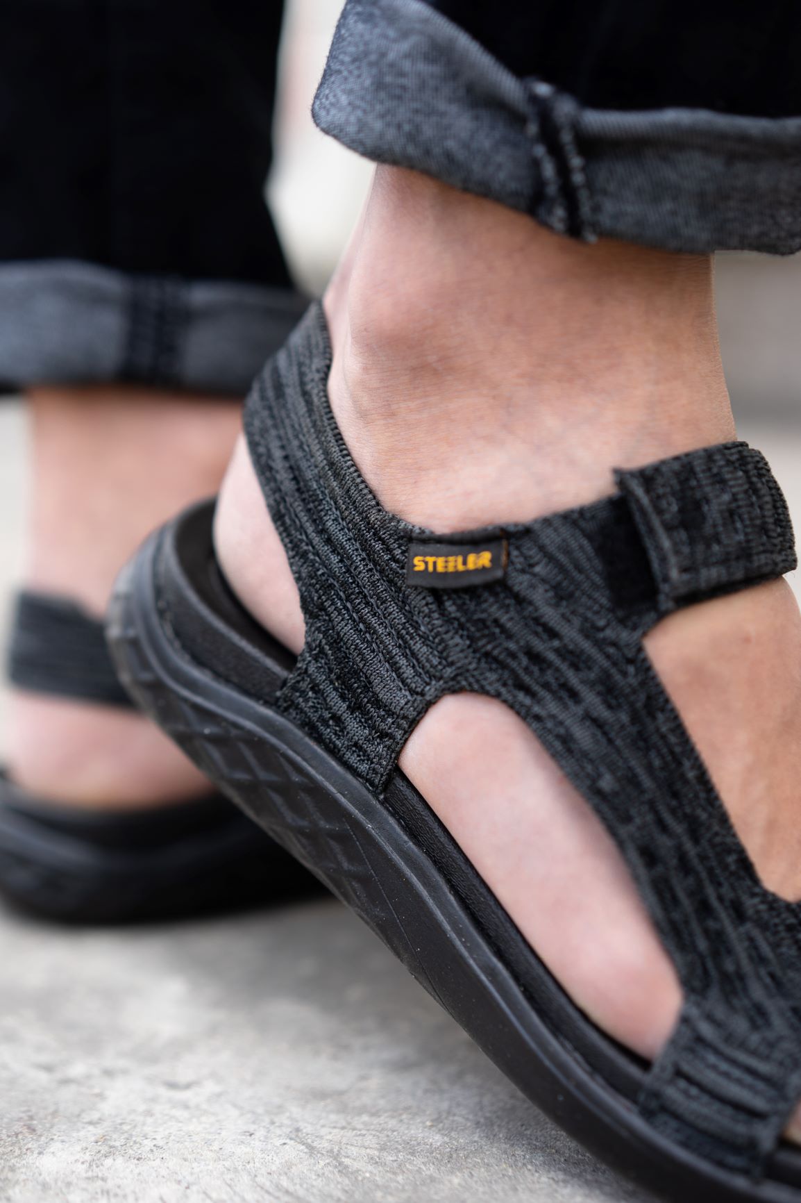 GIÀY SANDAL NAM STEELER - BLACK-KNIT