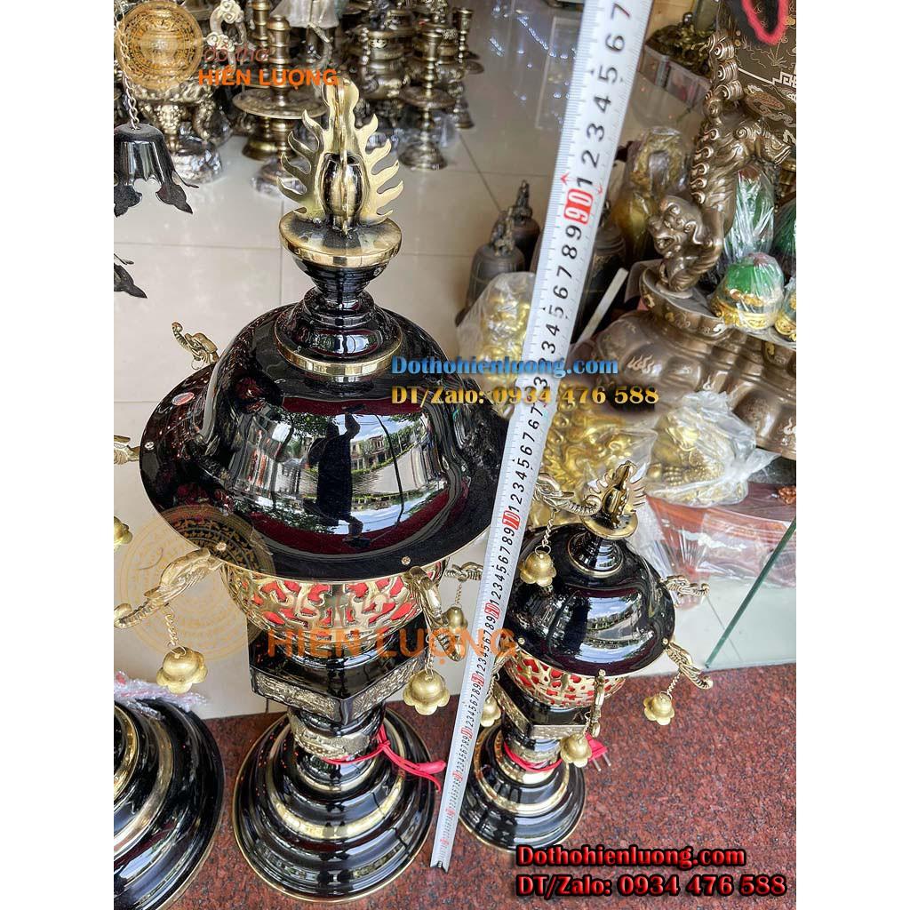 Đôi Đèn Thờ Đồng Màu Đen Các Cỡ Dùng Để Dâng Nhà Thờ Họ Và Cung Tiến Trong Chùa, Điện Thờ