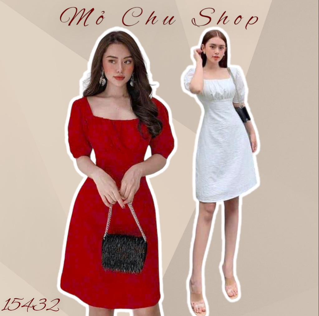 Đầm nhíu ngực tay nhún