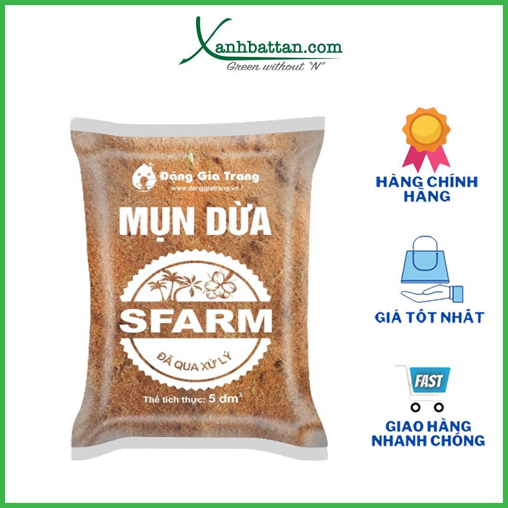 Mùn Xơ Dừa (Mụn Dừa) Đã Qua Xử Lý Sfarm Giá Thể Trồng Cây, Giá Thể Trồng Rau, Ươm Hạt Giống Túi 5 dm3