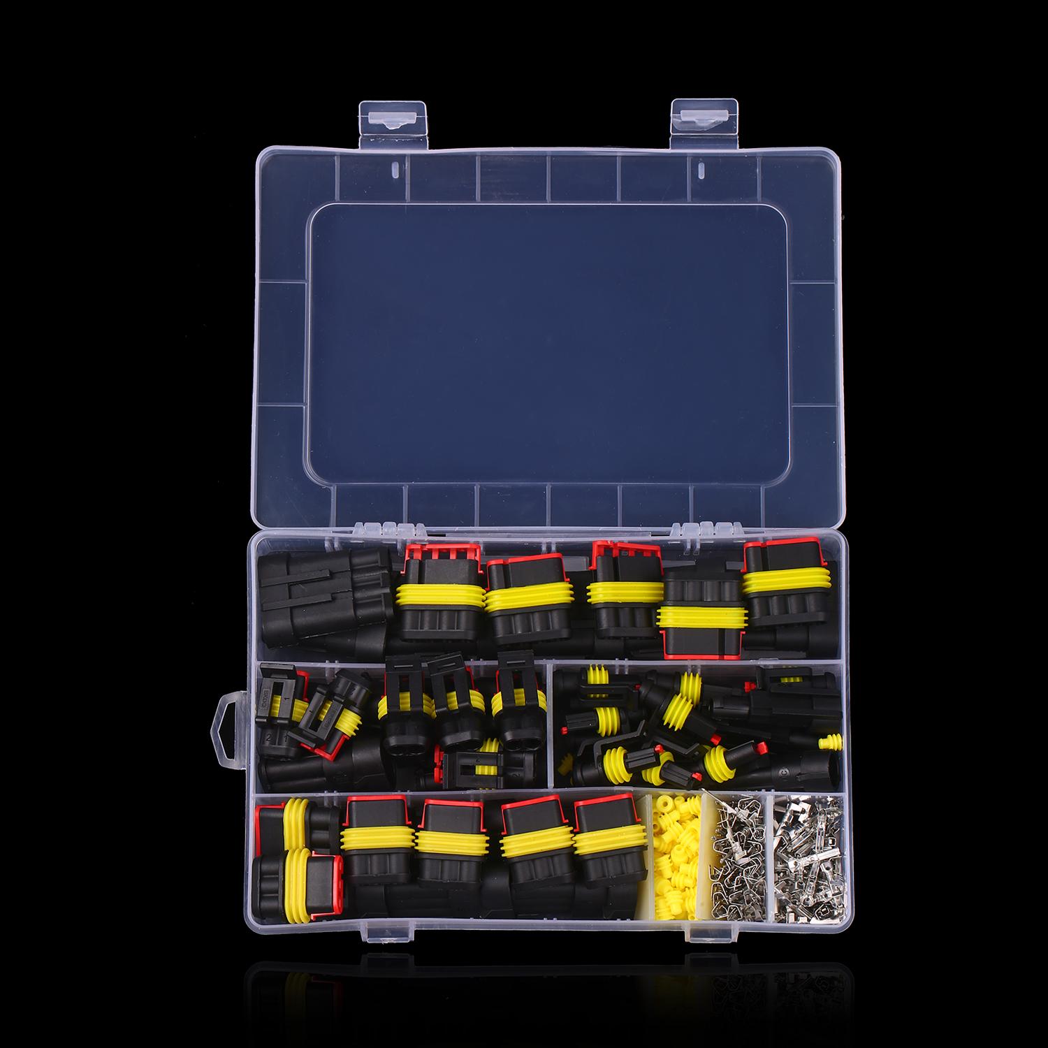 306PCS/Box Waterproof Electrical Connectors 1/2/3/4 Pin Electrical Terminals Pin Way Wire Connector Plug Connections for