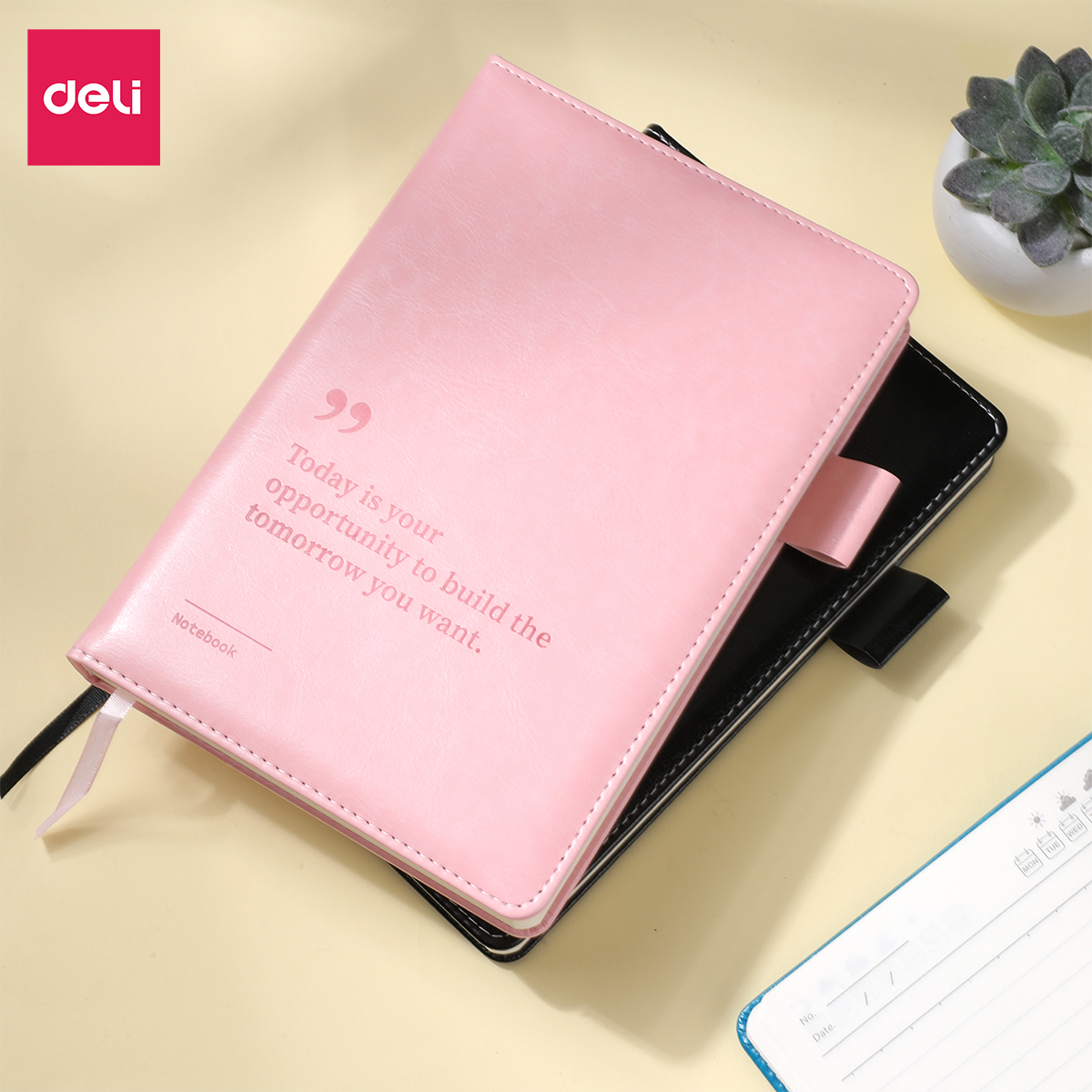 Sổ Tay Ghi Chép Bìa Da A5 300 Trang Kẻ Ngang Deli - Phù Hợp Làm Sổ Kế Hoạch Planner, Nhật Kí, Tập Vở Ghi Chép Bullet Journal - EN012 / EN013