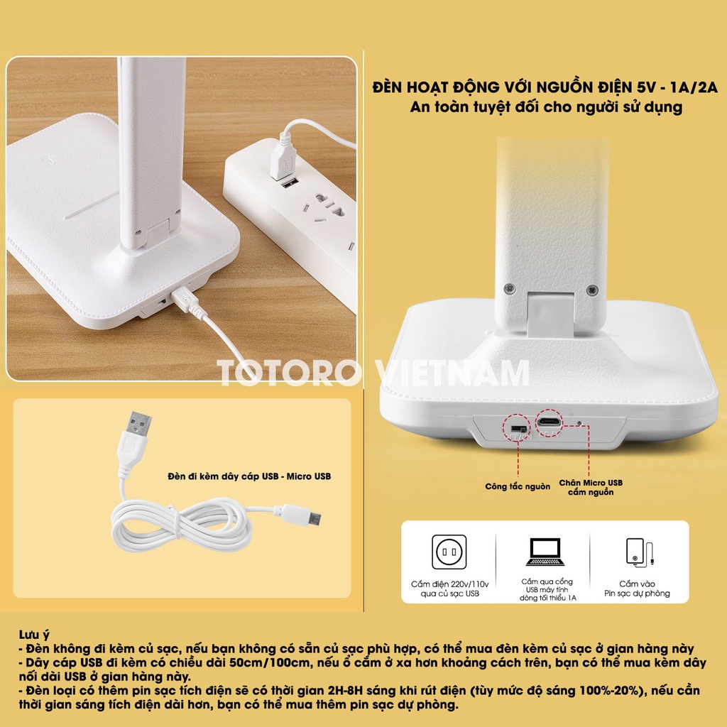 Đèn học để bàn tích điện ALOKA , đèn đọc sách TLDL - PYE bảo vệ mắt chống cận cảm ứng 3 chế độ sáng sạc pin tiện lợi- GIa Dụng An TÂm