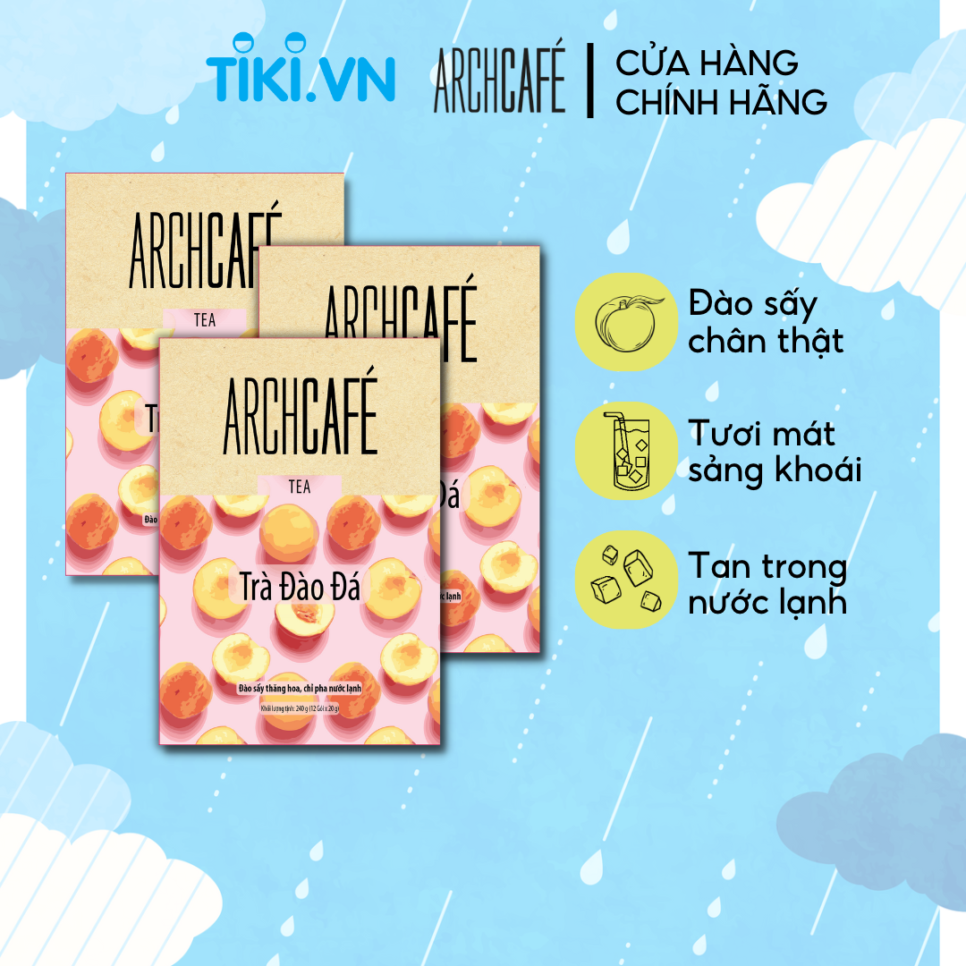 Combo 3 Trà Đào Đá - Trà trái cây hoà tan Archcafé (hộp 12 gói x 20g)