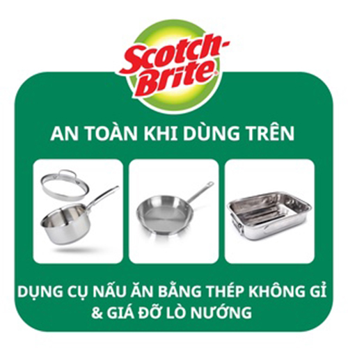 Cước rửa chén siêu sạch Scotch Brite 3M 150x100mm hình chữ nhật đa năng,lấy sạch vết bẩn cứng đầu hiệu quả