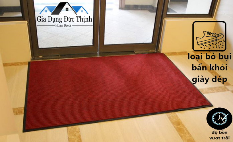 Thảm chùi chân nỉ cỡ lớn đế cao su 1,2x1,8m. Đế cao su chống trơn trượt.