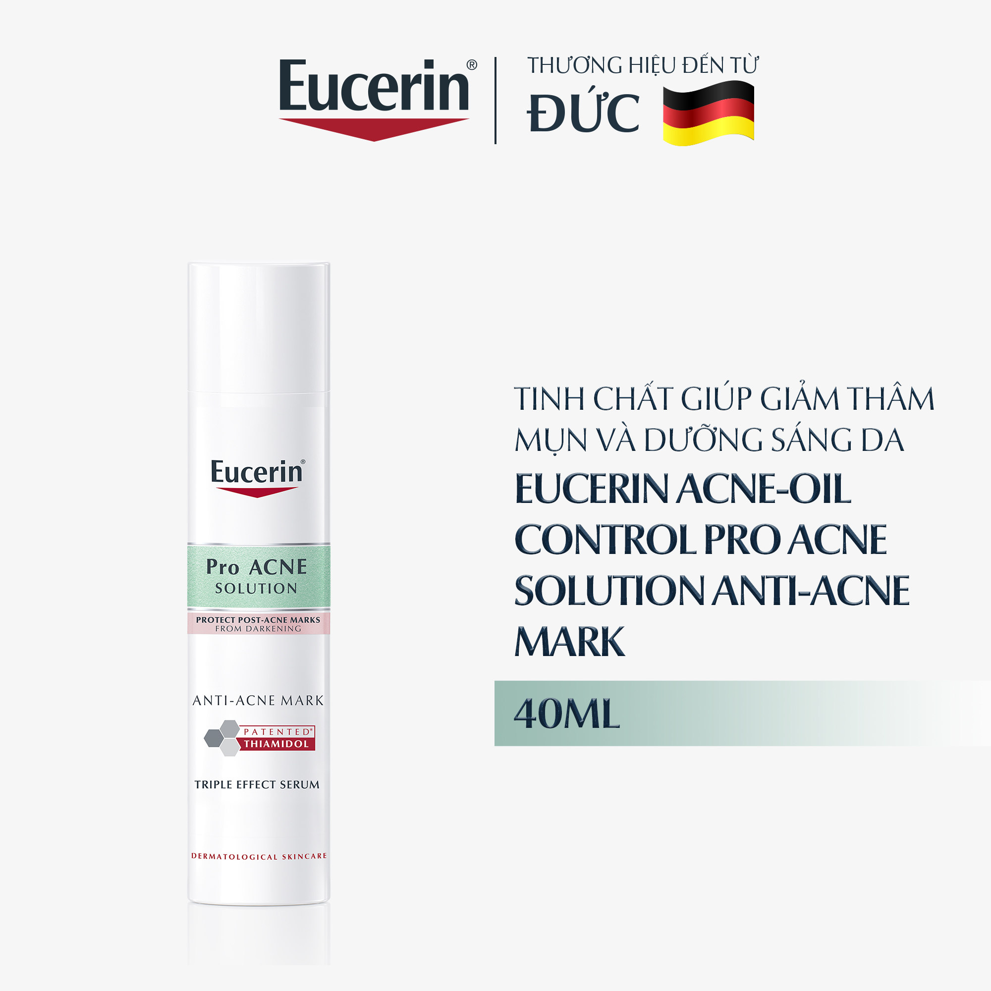 Tinh chất giảm thâm &amp; dưỡng sáng cho da mụn Eucerin Pro Acne Triple Effect Serum 40ml