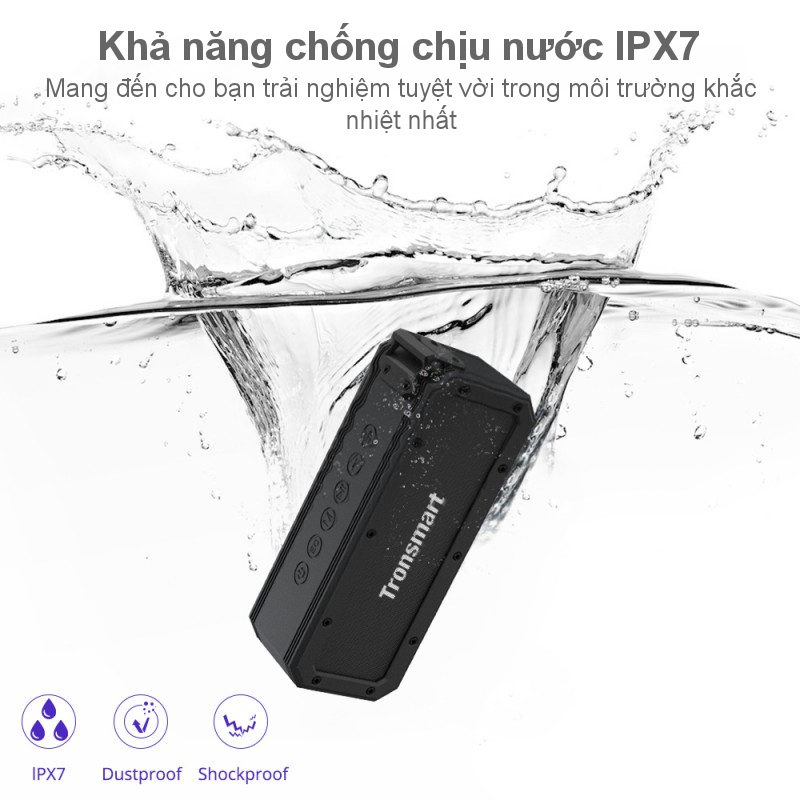 Loa di động Bluetooth chống nước IPX7 40W Tronsmart Element Force+ - hàng chính hãng