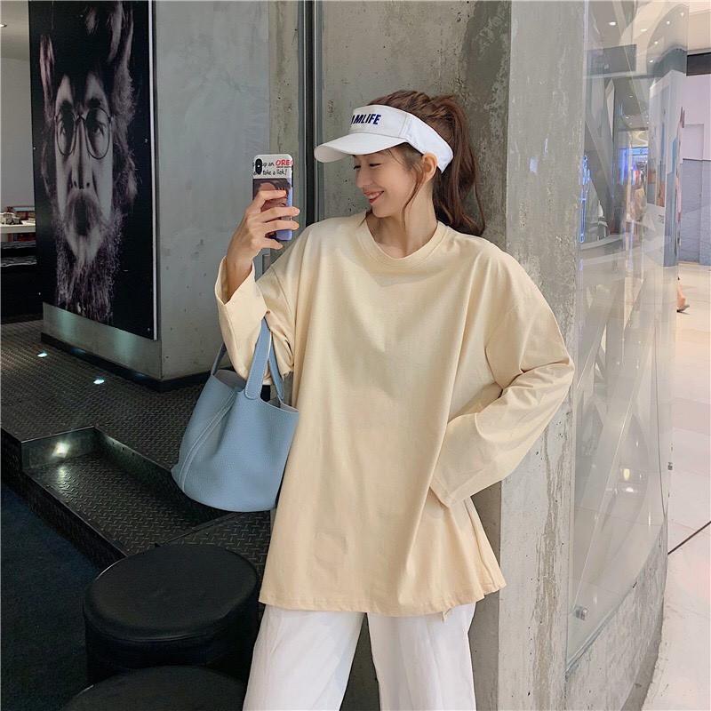 Áo thun tay dài trơn - Unisex nam nữ đều mặc được
