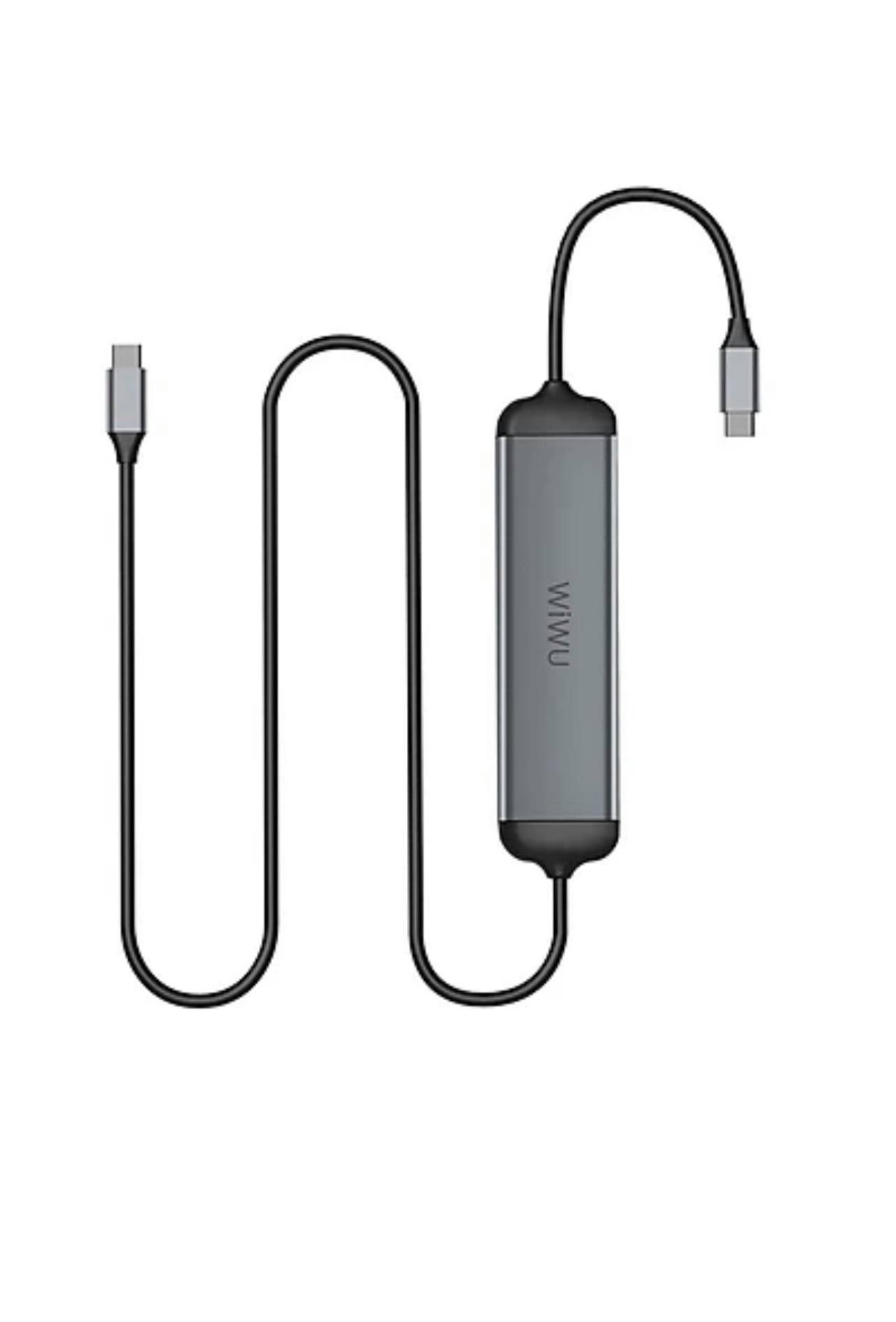 Hub Chuyển Đa Năng WIWU Alpha USB-C A521H 5 in 1 Chất Liệu Hợp Kim Kẽm, Hỗ Trợ Sạc Nhanh - Hàng Chính Hãng