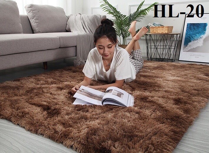 Thảm Trang Trí Lông Xù Loang Trải Sàn Cao Cấp HL-20 Nâu Đậm