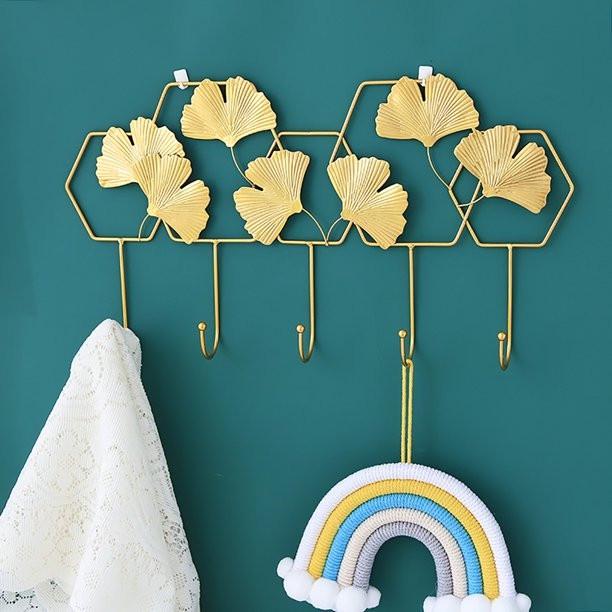 Móc treo quần áo kim loại hình lá chịu tải tốt nhiều hình trang trí decor lắp đặt dễ dàng