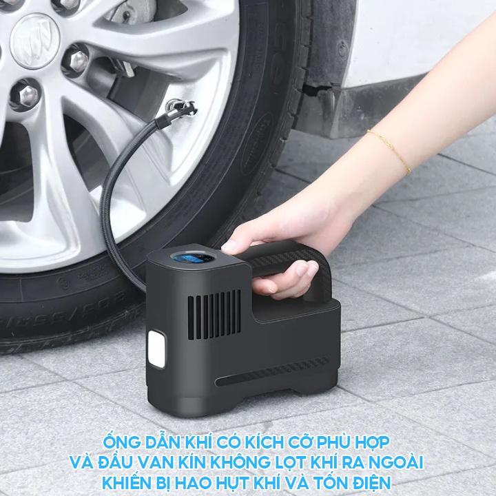 Máy Bơm Lốp Xe Ô Tô Có Dây Cắm Cốc Sạc Dài 3 Mét Kích Thước Nhỏ Gọn