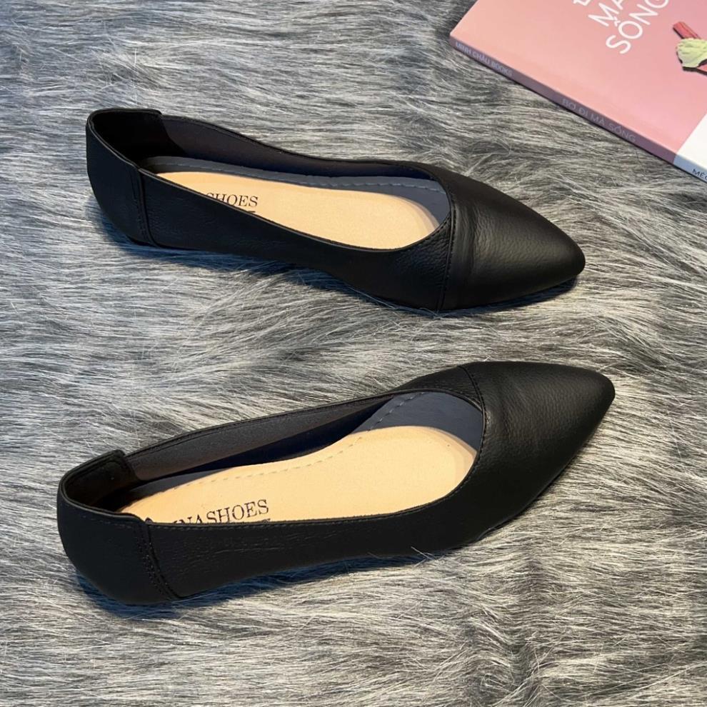 Hàng chất lượng Giày bệt nữ mũi nhọn da bò mềm êm chân LUNASHOES (1065) cao cấp dễ đi kiểu Hàn quốc nhiều màu (BH 24TH)