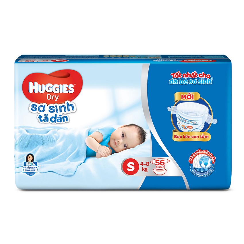 Tã dán sơ sinh Huggies mới size S gói 56 miếng