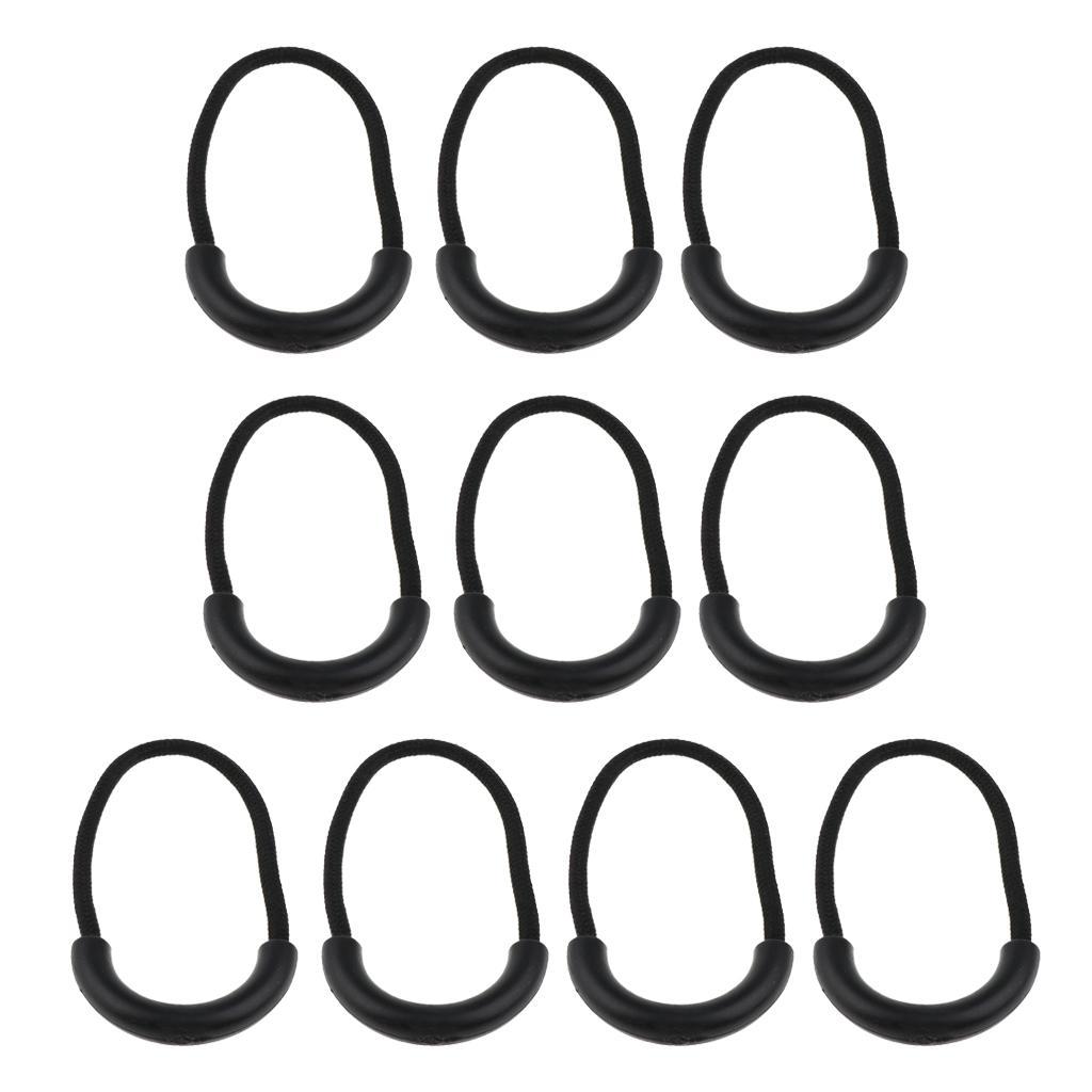 2-4pack 10 Pcs Plastic U Shape Zip Puller Strong Zipper Pull Cord Black