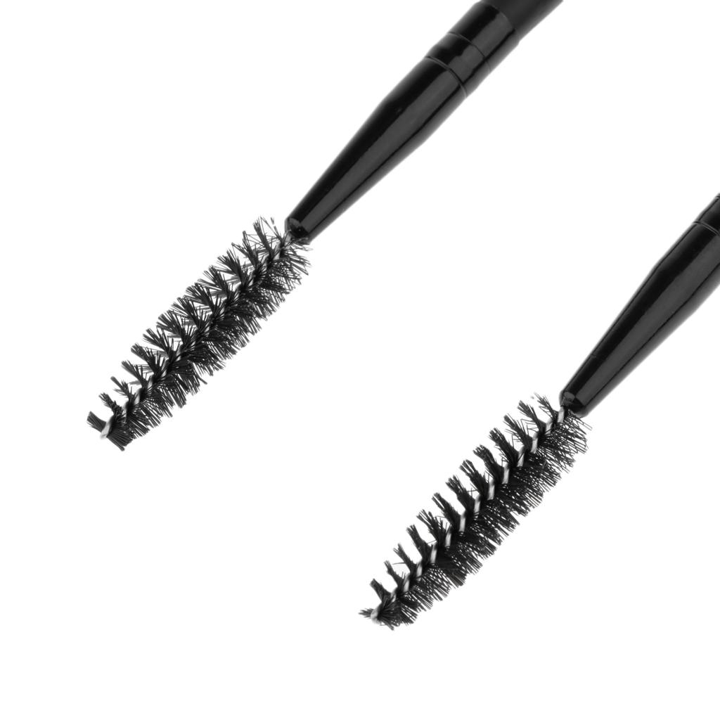 2PCS Reusable Nylon Mascara Wands Makeup Eyelash Extension Brush Wood Handle