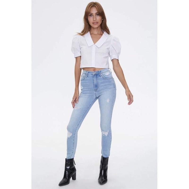 Áo sơ mi croptop tay phồng F21(1815