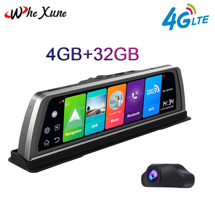 Camera hành trình nhãn hiệu Whexune V900 đặt taplo ô tô tích hợp cam lùi, 4G, wifi, hệ điều hành Android 8.1, màn hình cảm ứng 10 inch - Hàng Nhập Khẩu