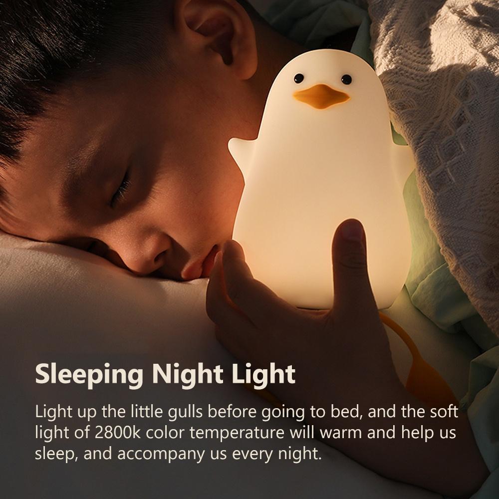 Đèn ngủ bóng led cảm ứng Xiaomi Youpin hình vịt bằng silicone sáng tạo và cáp sạc