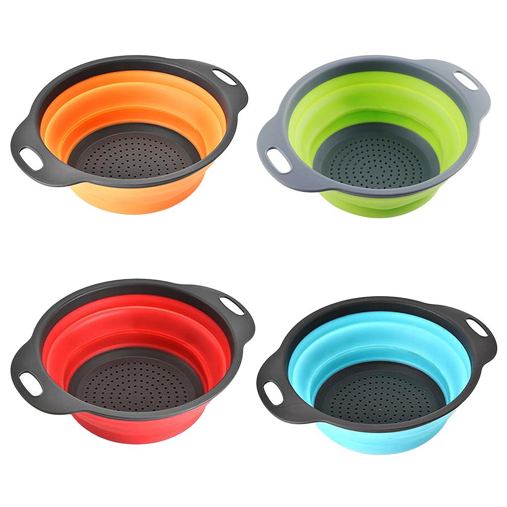 Folding Collapsible Plastic Colander Strainer Kitchen Fruit Filter Basket