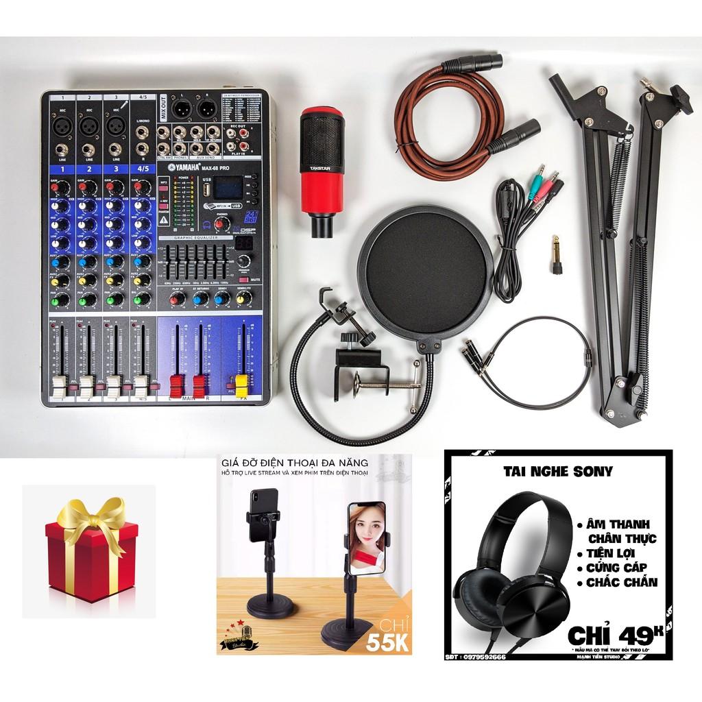 Combo thu âm hát karaoke online cực hay mixer max 68 và micro k320 tặng kèm full phụ kiện bảo hành 12 tháng