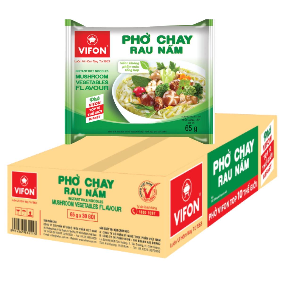 Thùng 30 Phở Chay Rau Nấm VIFON (65g / Gói)