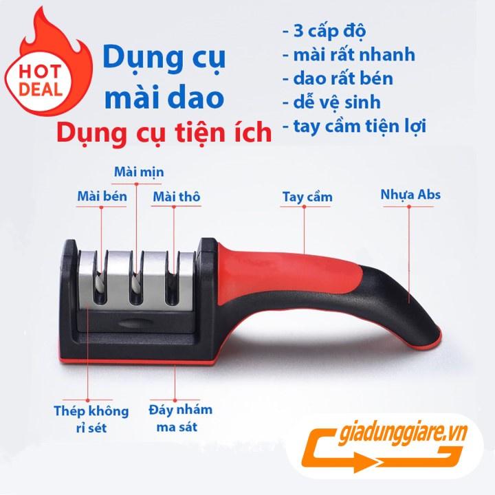 ( Bán sỉ ) Dụng cụ mài dao kéo 3 khe (3 cấp độ) tay cầm tiện lợi mài dao sắc bén nhanh và hiệu quả