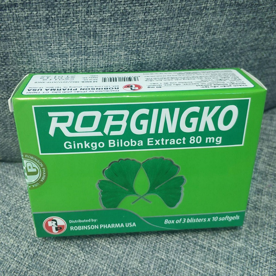 Thực phẩm chức năng hỗ trợ tuần hoàn não Robgingko – Robinson Pharma Usa - Hộp 30 viên