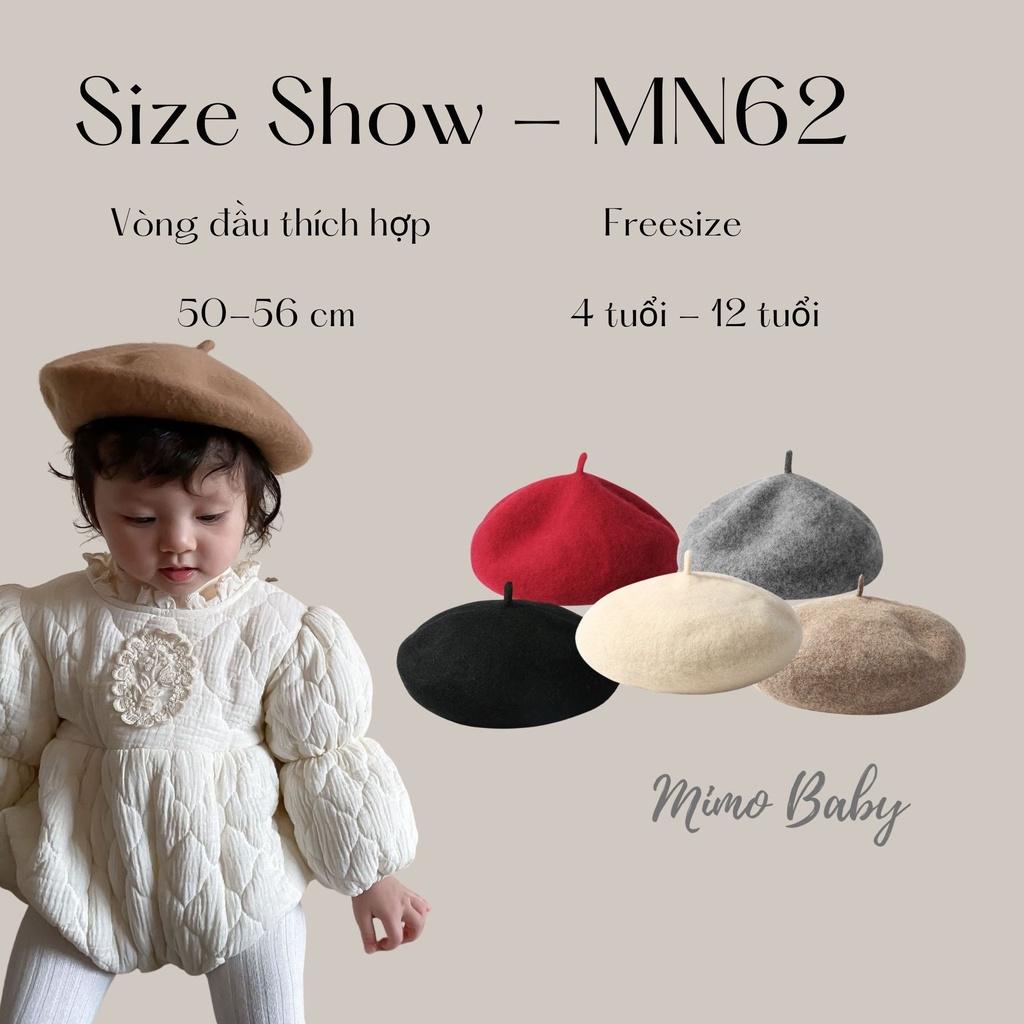 Mũ nồi dạ màu trơn cho bé 4-12y Mimo baby MN62