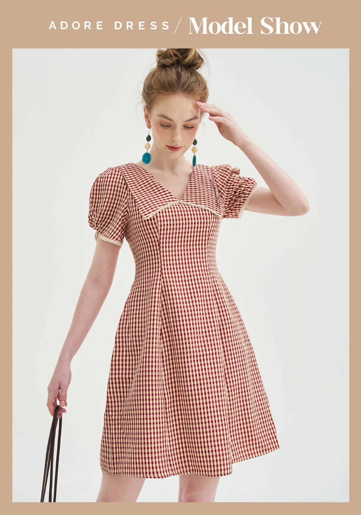 Đầm  Mini dresses casual style thô karo đỏ 311DR1096 ADORE DRESS