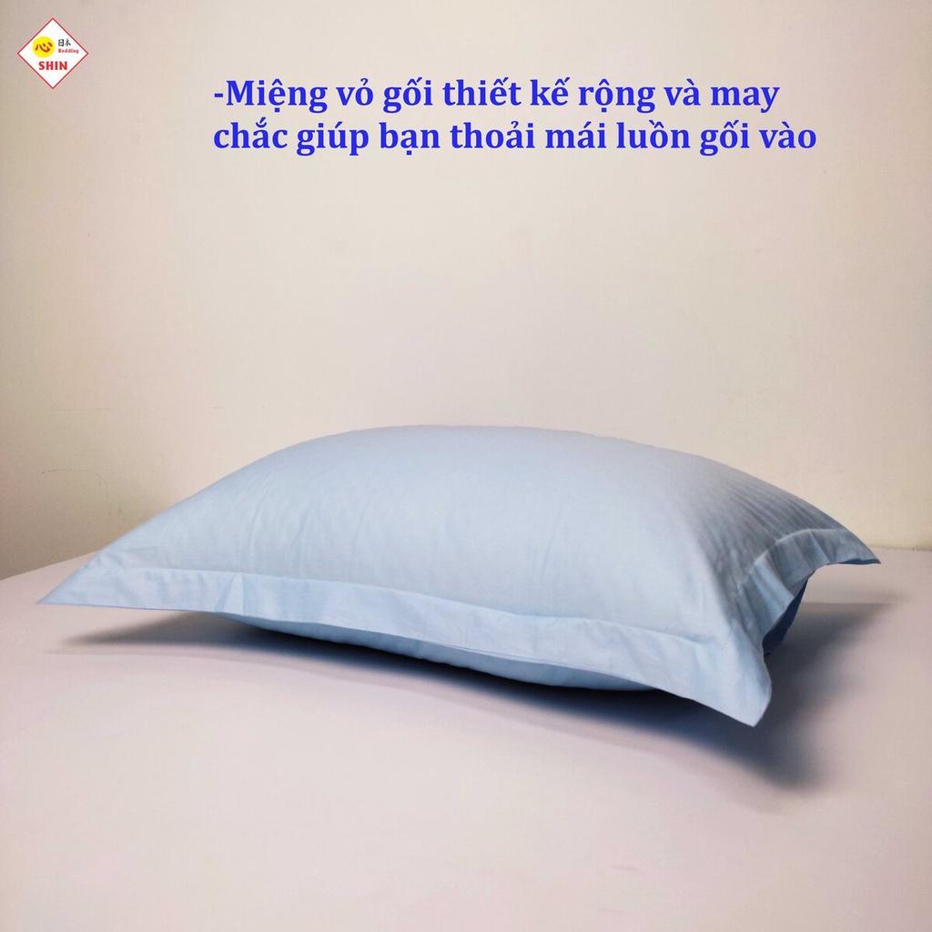 Vỏ gối cotton tự nhiên cao cấp 50x70cm màu xanh da trời