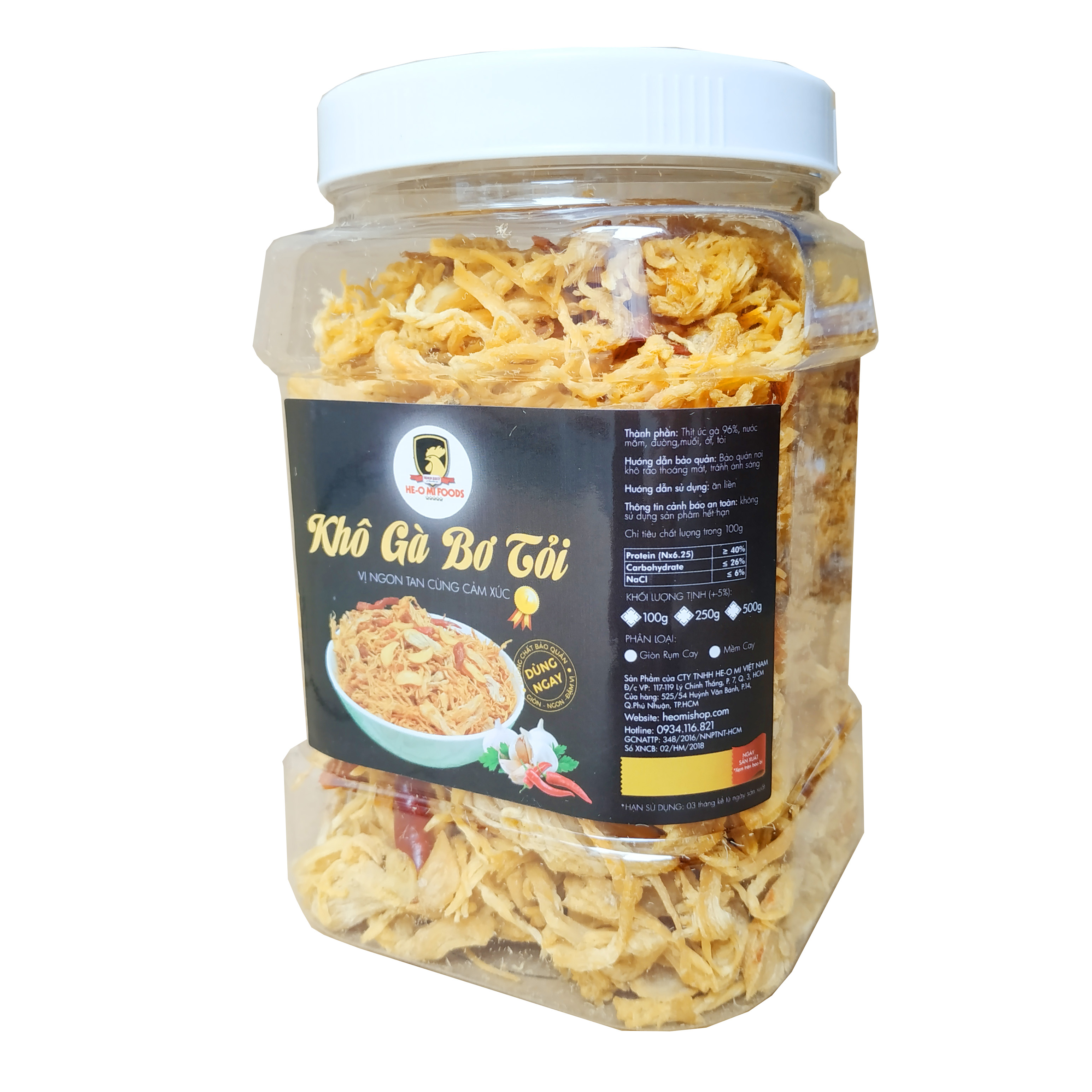 Khô gà bơ tỏi mềm cay Heo Mi 500g