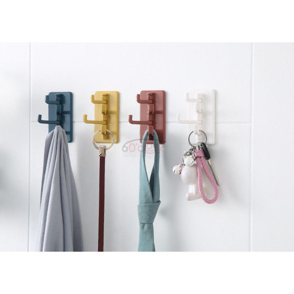 Móc Treo Đồ Dán Tường 4 Nhánh Xoay 180 Độ Hình Cây Thông