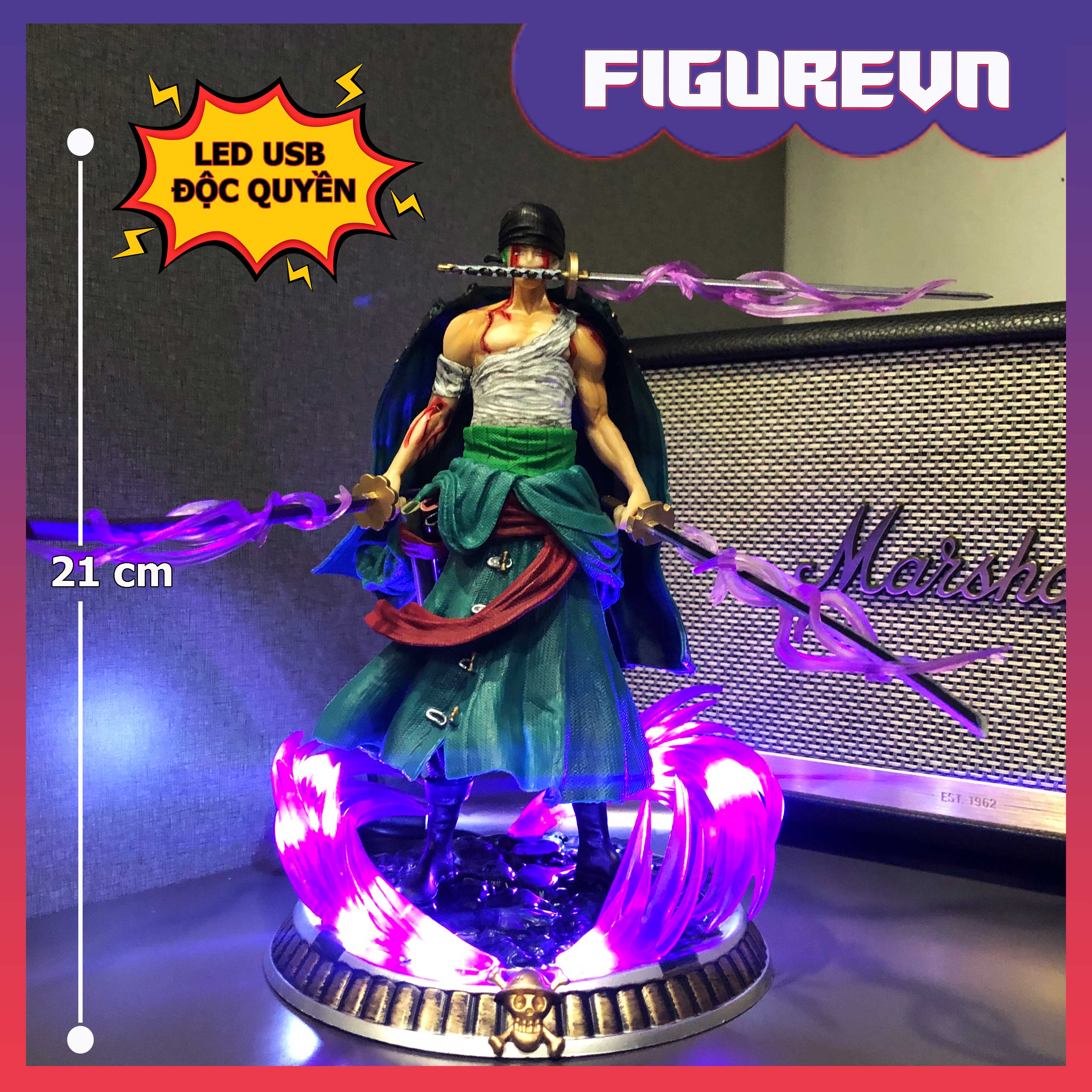 Mô hình Zoro đẫm máu 21 cm có LED - One Piece